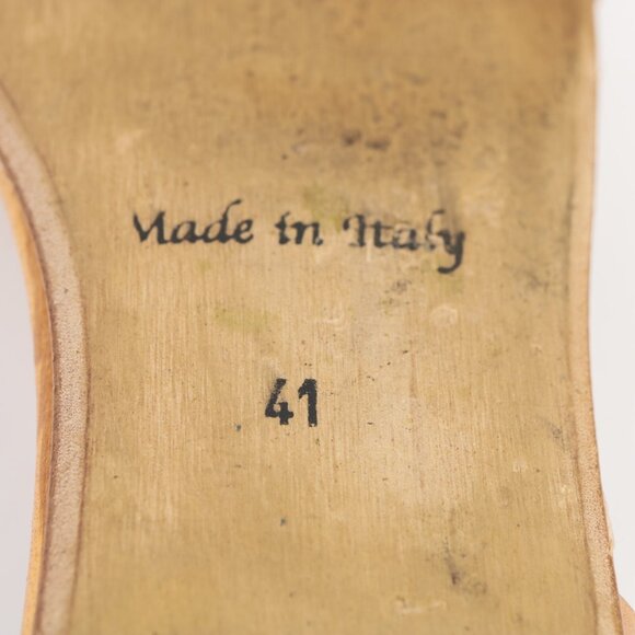 Borsalino Womens Sandals Size 41 10 Tan Leather Ankle Strap Boho Shoe Italy Made - Picture 12 of 12